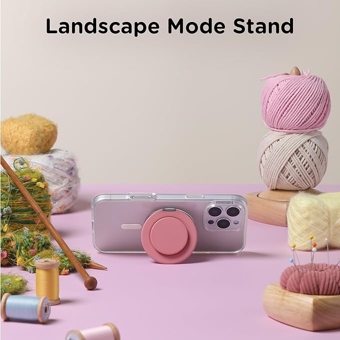 PopSockets Kick-Out Grip for MagSafe, Phone Grip with Built-in Phone Stand, Adjustable Kickstand for Portrait or Landscape, Strong Magnetic Hold, Wireless Charging Compatible - Putty