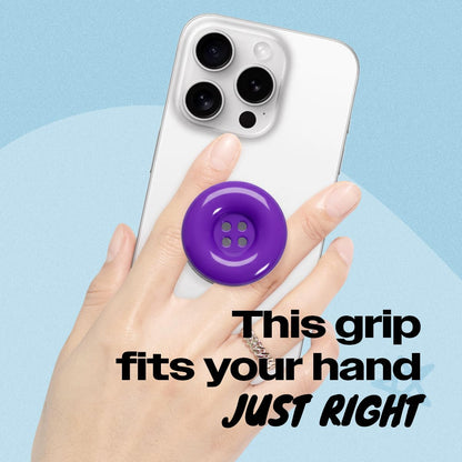 Solid Color Button Phone Grip – Minimalist Design, Durable and Lightweight, Grip and Stand for Smartphones (Purple, Adhesive Type)