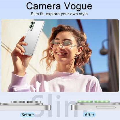 for Samsung Galaxy S25 Edge Camera Lens Protector, Individual Metal Ring Tempered Glass Lens Cover, [Strong Adsorption] Scratch Resistant Ultra-Thin HD Clear Lens Cover, 1 Set-Green