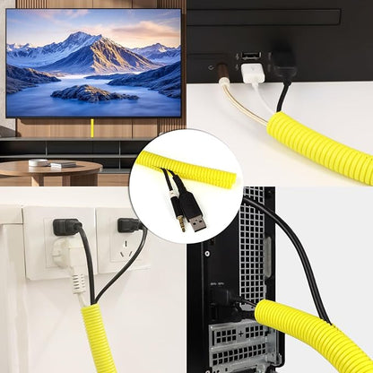 Split Wire Loom Tubing, 10,25ft Cord Protectors from Pets No Chew, Flexible Wire Covers Cord Protectors, Protective Split Cable Sleeve for Automotive Home Industrial Wires(Yellow, 0.98inch-25ft)