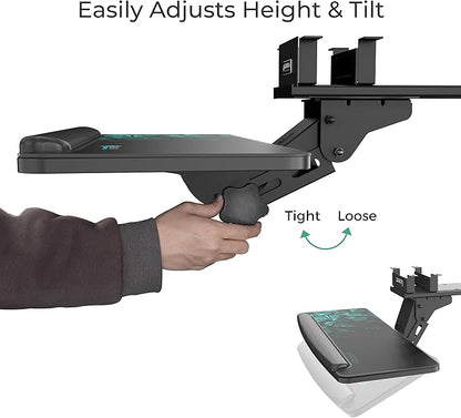 EUREKA ERGONOMIC Height Adjustable Mouse & Keyboard Tray Under Desk, 28x10'' Large Slide Out Swivel Tilt Computer Keyboard Drawer with Mouse Pad for Gaming Home Office Desk, Dual Mount