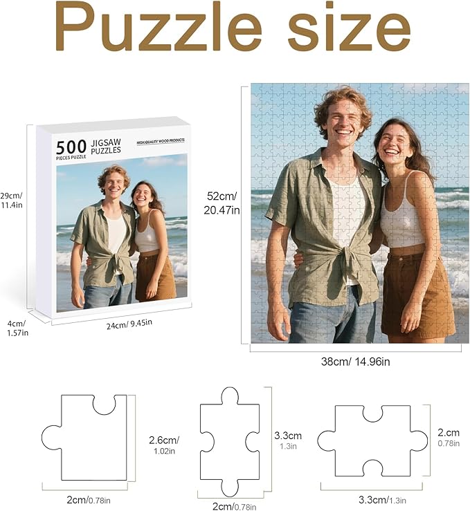 Personalized Photo Puzzle – Custom 500 Piece Jigsaw Puzzle from Your Picture – Unique Gift for Family, Couples, Pets, Birthdays, Weddings, Anniversaries(500-Vertical)