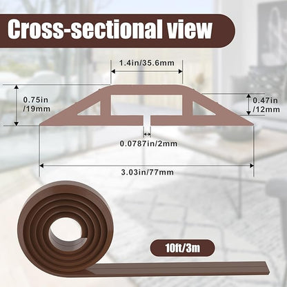 Eapele 10 ft Floor Cord Cover Heavy Duty Cable Protector, Cord Covers for Wires on Floor, Floor Cable Cover Easy to Unroll Prevent Trip Hazard for Home Office or Outdoor Settings (Brown)