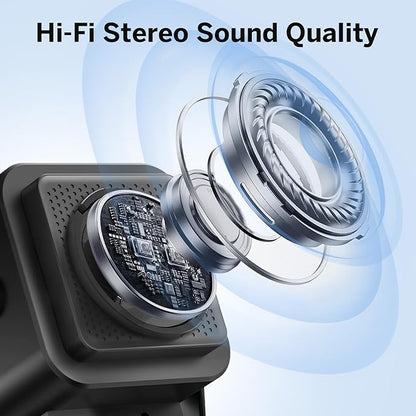 Wireless Induction Speaker 5-in-1 Bluetooth Speaker with Phone Stand,Stereo Sound, 3500mAh Rechargeable, 8 RGB Ambient Light, 360° Adjustable Holder for iPhone/Android/iPad,Gifts for Men Women (Black)