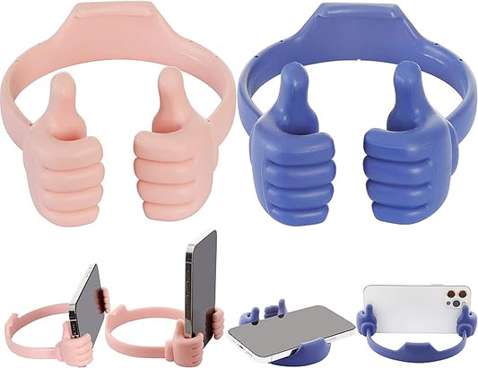Honsky Cell Phone Stand Holder 2-Pack,Thumbs Up Lazy Phone Stand,Universal Adjustable Flexible Dock for All Phones,Cute Perfect Valentine's Day Gifts for Him/Her,Gifts for Couples,Flag Blue/Pink