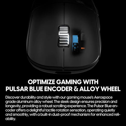 Pulsar Gaming Gears - X2H ES Wireless Gaming Mouse, Symmetrical, Optical Switch, OLED Display, Driverless, PAW3395 Sensor, 100H Battery, 4K dongle Included (Medium, Black)