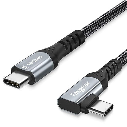 Fasgear USB C to USB C Cable 90 Degree, 10ft, Black