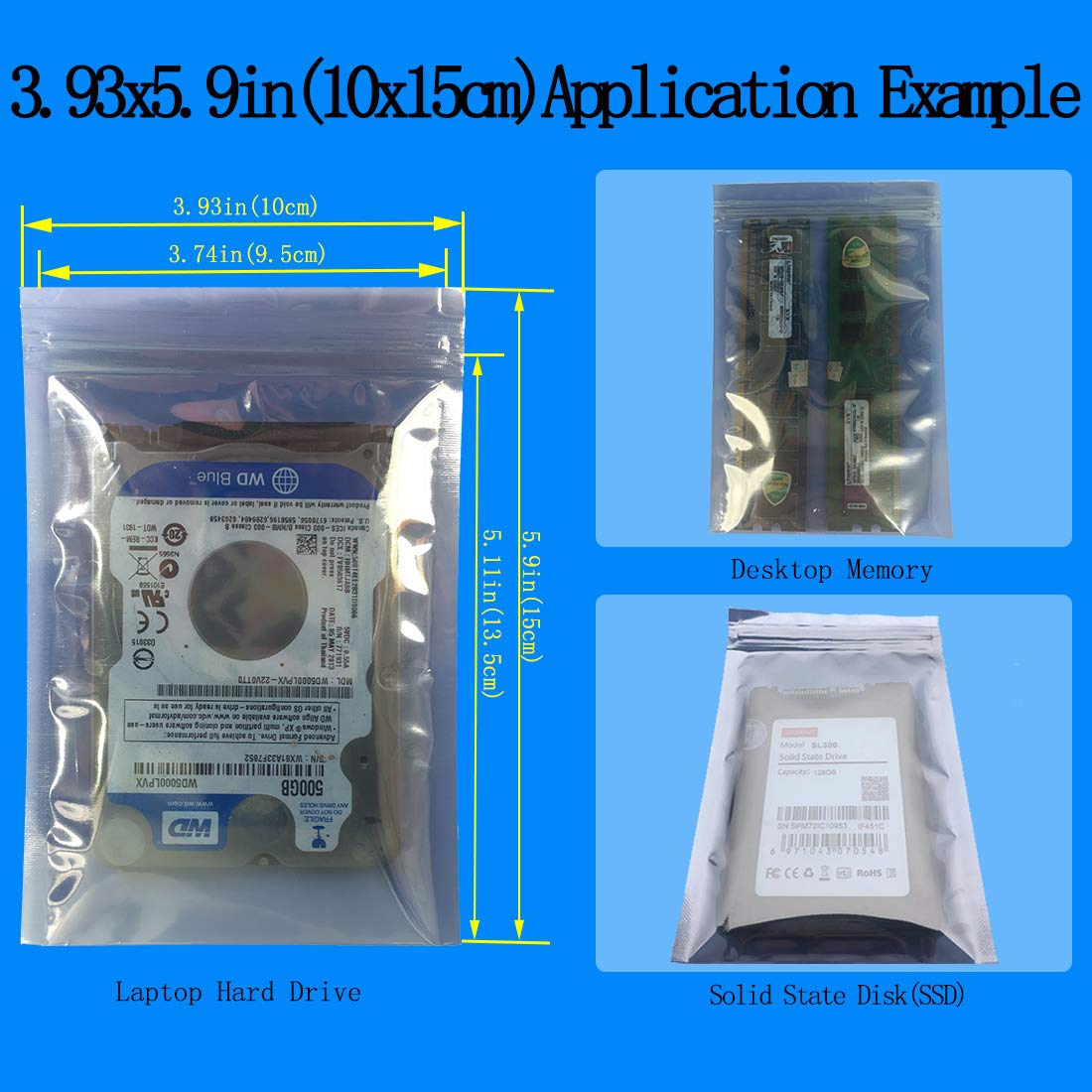 Daarcin AntiStatic Bags 30pcs Mixed Sizes ESD Resealable Shielding Bag