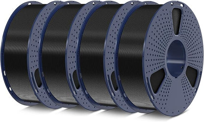 SUNLU PETG Filament 1.75mm 4KG Bundle, Less Stringing and Good Layer Adhesion, Individually Vacuum Packed, 3D Printer Filament 4kg, 1kg per Spool, Pack of 4, 4 Colors, 4 petg Black