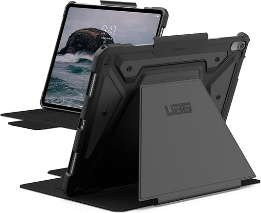 URBAN ARMOR GEAR UAG Designed for iPad Air 13" Case M4/M3 2024-2026 - Rugged Multi-Angle Viewing Folio Protective Cover Pencil Holder & Adjustable Stand, Metropolis SE Black