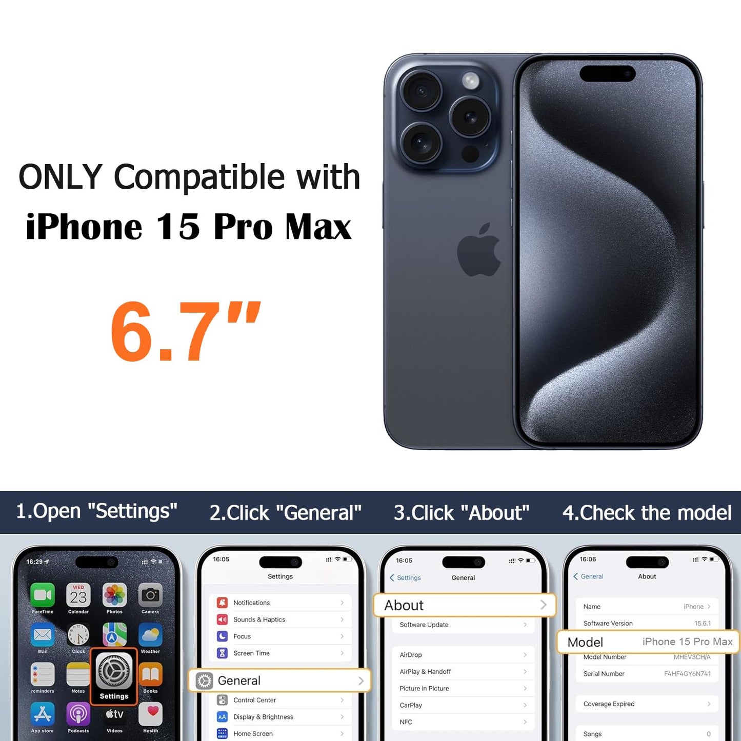 PSIOXY Blue for iPhone 15 Pro Max Case Rectangle Compatible with MagSafe