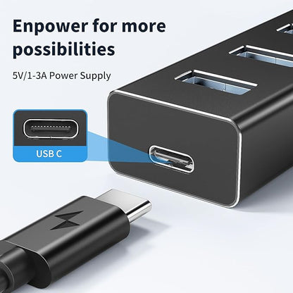 atolla Aluminum 7-Port USB 3.0 Hub with 1m Extension Cable - 5Gbps High-Speed Data Transfer for MacBook Pro, Laptop, PC, Gaming Setup
