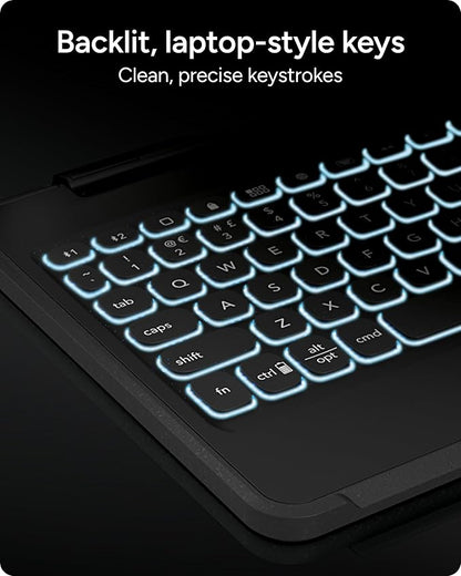 ZAGG Rugged Book Detachable Case with Magnetic-Hinged Backlit Keyboard for iPad Air/Air 2/9.7/9.7 Pro - Multi-Device Bluetooth Pairing - USB-C to USB-C Cable Included, Black