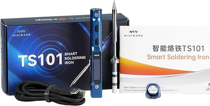 YKEY Original Blue TS101 Electronics Soldering Iron Station Kit USB Type C Power Portable Adjustable Temperature OLED Welding Tool TS100 Upgraded(TS-B2 Tip)