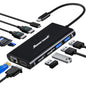 Hiearcool USB C Docking Station, 11-in-1 Dock, HDMI, VGA, Ethernet, Black
