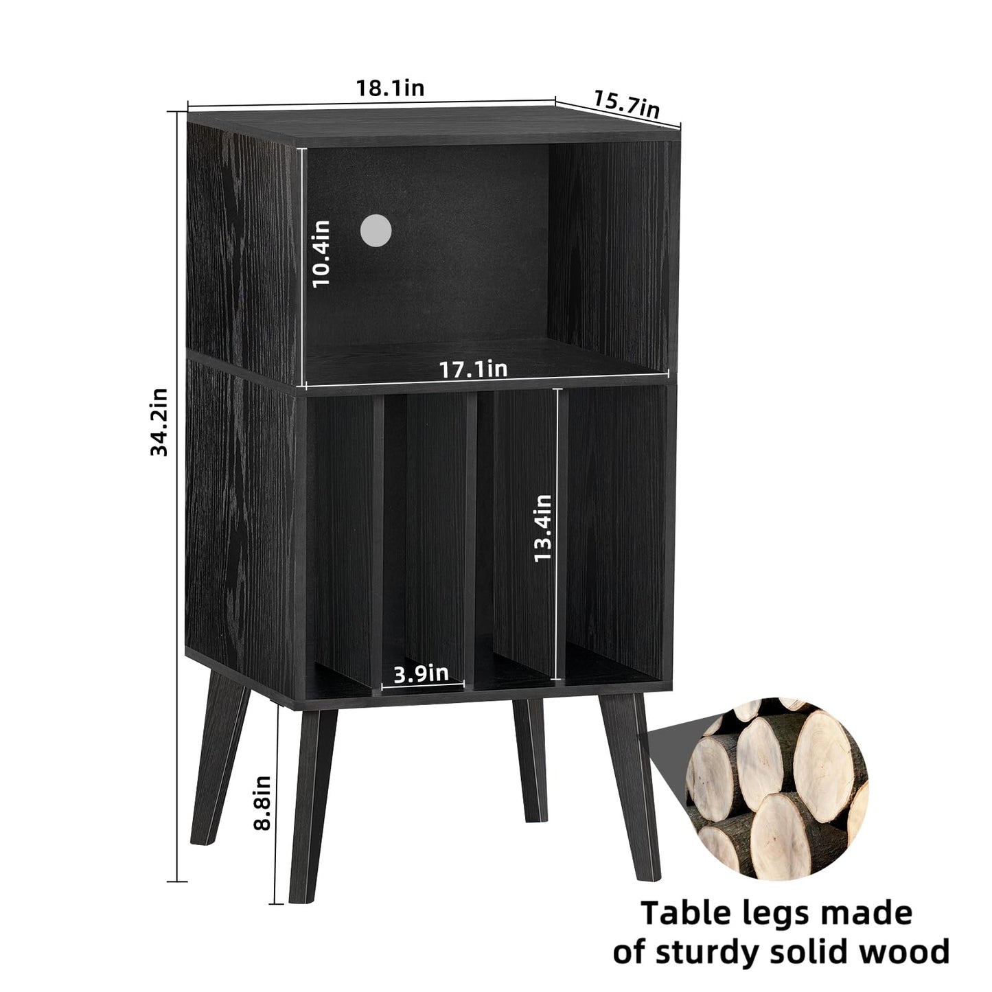 Lerliuo Record Player Stand, Black Turntable Stand Holds up to 160 Albums