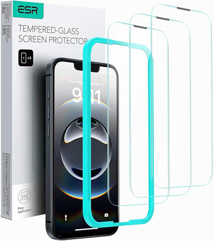 ESR 3 Pack for iPhone 16e/iPhone 14/iPhone 13/iPhone 13 Pro Screen Protector, [9H Hardness] [Military Grade Shatterproof] Tempered Glass Film with Easy Installation Tool, Scratch Resistant