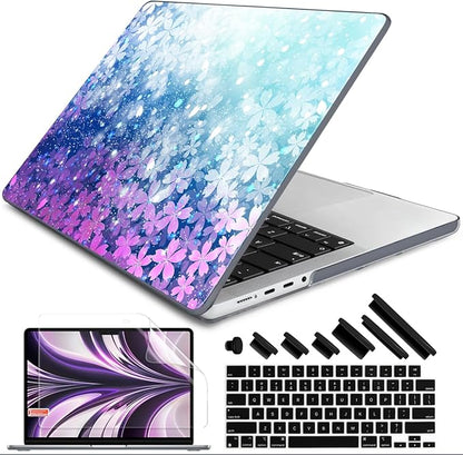 DONGKE for M4 MacBook Pro 16 Inch Case 2024 2023 2021 A3403 A3186 M3 A2991 M2 A2780 M1 A2485 Pro/Max Chip, Plastic Hard Shell Case & Keyboard Cover for Mac Pro 16 with Touch ID, Sparkling Flower