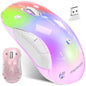 memzuoix 2.4G Aesthetic Wireless Mouse - Customizable Covers & LED Mood Lighting - Rechargeable Ergonomic Design, 5 Buttons, 1200 DPI for Office, Laptop, Mac - White