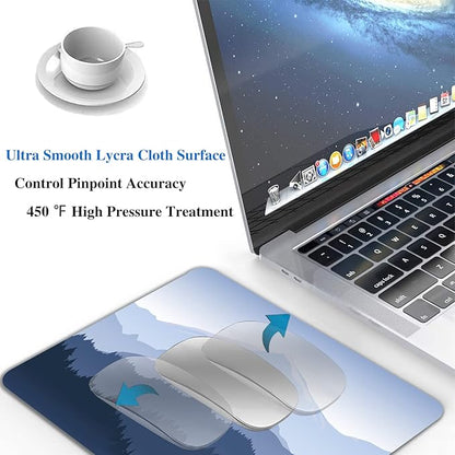 Pine Trees Forest Mouse Pad, Distant Mountain Mouse Pad for Design, Anti-Slip Rubber Base Wireless Mouse Pads for Laptop