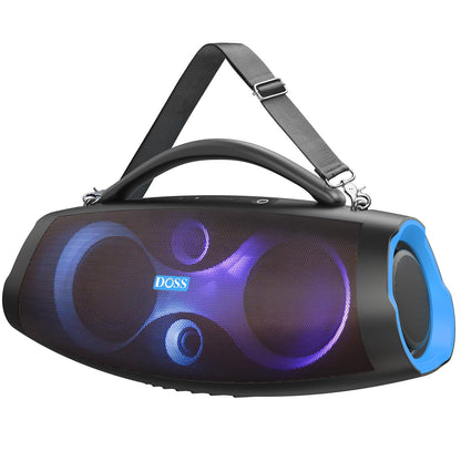 DOSS Extreme Boom Pro D200 240W Peak Outdoor Speaker, Punchy Bass, 26H Playtime, Beat-Synced Light, BT5.4, Stereo Pairing, IPX6 Waterproof for Camping, Beach, Tailgate Party-Blue