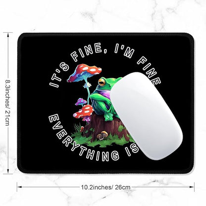 ITNRSIIET Mouse Pad with Stitched Edge Premium Textured Smooth Precise Operation Waterproof Washable Non-Slip Rubber Base Desktop Protection Mat, 10.2×8.3×0.12 inches, Lonely Frog