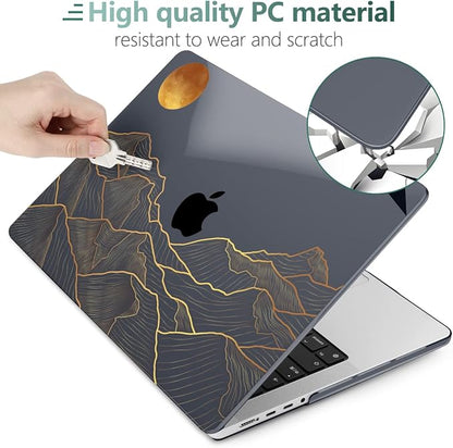 DONGKE for M4 MacBook Pro 16 Inch Case 2024 2023 2021 A3403 A3186 M3 A2991 M2 A2780 M1 A2485 Pro/Max Chip, Plastic Hard Shell Case & Keyboard Cover for Mac Pro 16 with Touch ID, Abstract Mountain