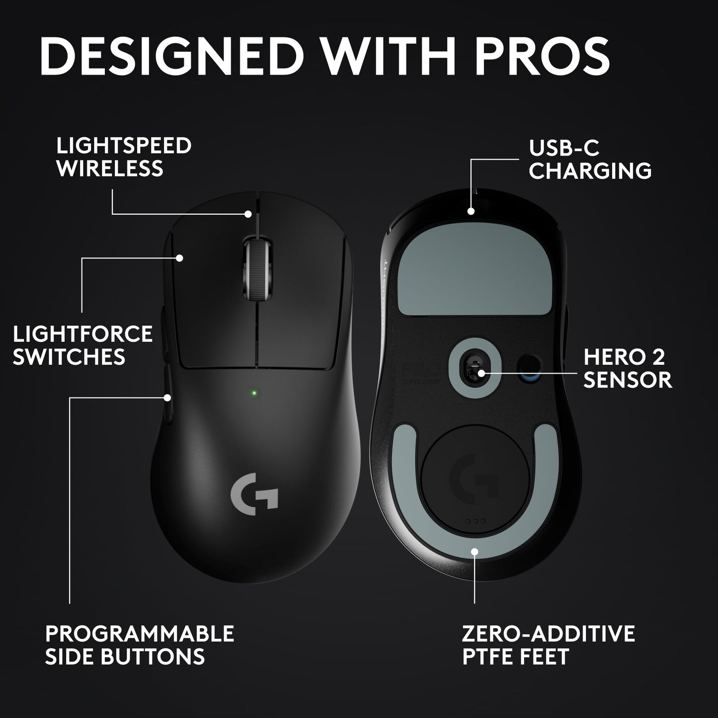 Logitech G PRO X Superlight 2 DEX Wireless Gaming Mouse - Black