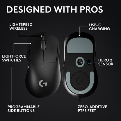 Logitech G PRO X Superlight 2 DEX Wireless Gaming Mouse - Black