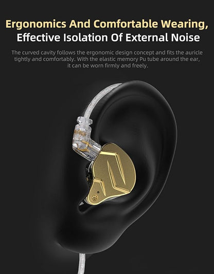 KZ ZSN PRO X in Ear Monitor Headphones Gaming Earbuds, High Fidelity Wired Earbuds, Hybrid Dual Driver IEMS Earphones with 1BA 1DD Detachable Tangle-Free Cable for Computer Tablet (Gold, with Mic)
