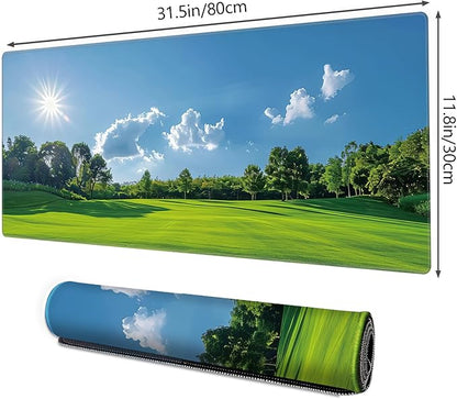 Galdas Gaming Mouse Pad XXL XL Large Long Extended Big Mousepad Non-Slip Rubber Keyboard Mouse Pad with Stitched Edges for Laptop Home Office (31.5x11.8x0.08 Inch) … (Grass)