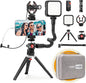 Smartphone Video Vlogging Kit Metal Microphone Light Tiktok YouTube Podcast Equipment for iPhone 15/14/13 Mini/Pro/Max, Android Smartphone (V-Master)