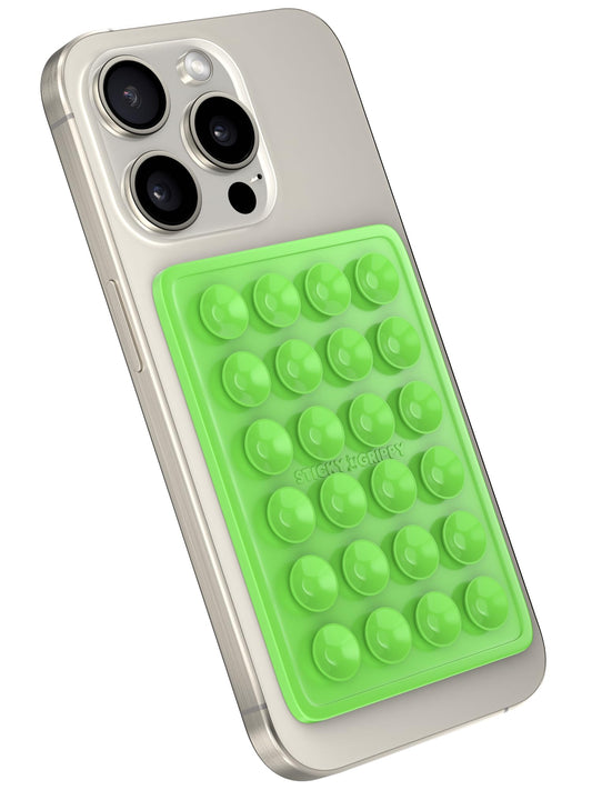 StickyGrippy Suction Phone Case Mount, Sillicon Adhesive Phone Accessory for iPhone and Android, Hands-Free Strong Grip Mirror Shower Phone Holder, Tiktok Videos and Selfies (Green)