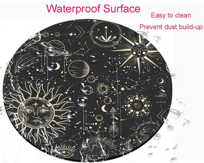 Armanza Round Mouse Pad, Celestial Pattern Sun and Moon Mouse Pad, Washable Gaming Mousepads with Lycra Cloth, Non-Slip Rubber Base Computer Small Mouse Pads for Wireless Mouse