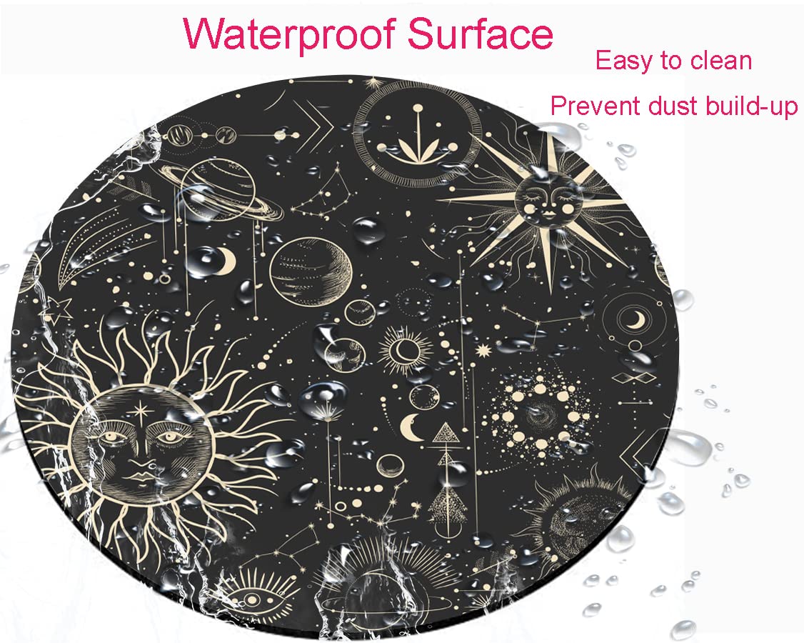 Armanza Round Mouse Pad, Celestial Pattern Sun and Moon Mouse Pad, Washable Gaming Mousepads with Lycra Cloth, Non-Slip Rubber Base Computer Small Mouse Pads for Wireless Mouse