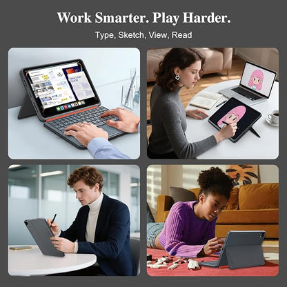 iPad Air 13 inch Case Keyboard (M3 M2, 2025 2024),Wireless iPad Keyboard for Pro 12.9 inch 6/5/4/3rd Gen,Magnetic Detachable with Trackpad,7-Color Backlit,Landscape/Portrait,Adjustable Stand (Gray)