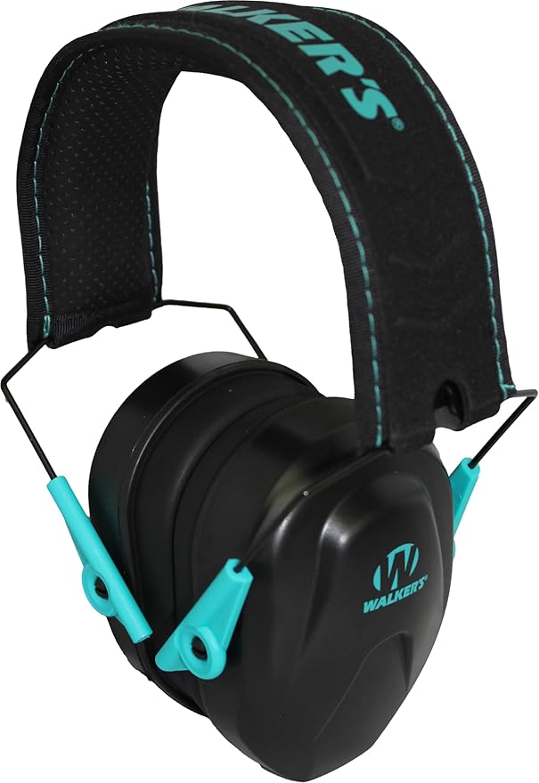 Walker's Razor Compact Passive Youth & Women's Noise-Blocking Hunting Gun Range Shooting Hearing Protection Muff, Comfort Headband w/Metal Wire Frame, Teal