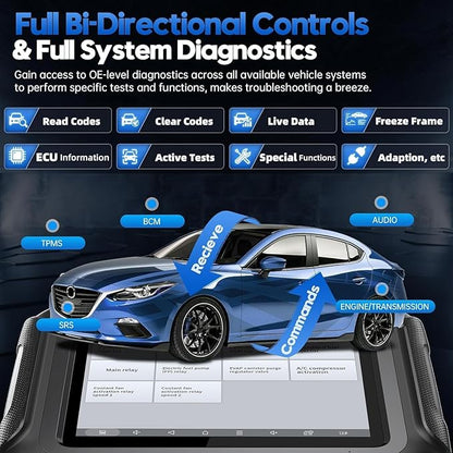 XTOOL D9S Automotive Diagnostic Tool, Wireless OBD2 Scanner with ECU Coding, Topology, Bidirectional Scan Tool 2.0 with FCA, 45+ Resets, Full System, PMI, CAN FD/DoIP, 3-Yr Update