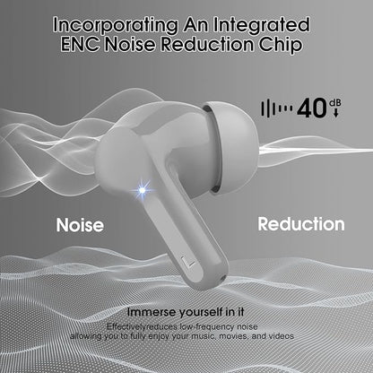 Wireless Earbuds, Bluetooth 5.4 Headphones HiFi Stereo, Bluetooth Earbuds with ENC Noise Cancelling Mic, IP7 Waterproof in Ear Earphones, 48H, LED Display Ear buds for Pad Workout Sports, Grey
