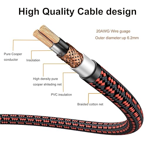 Audiophile High Purity Copper Aux Audio Cable 3.5mm Male to 3.5mm Male Audio Auxiliary Cord Gold-Plated Stereo HiFi Adapter Cable (Straight to Right Angle, 6.5ft/2m)