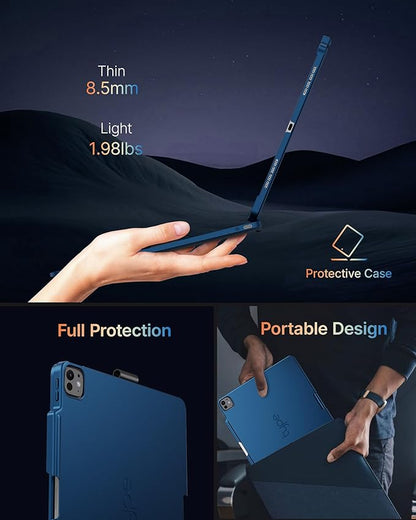 typecase Touch Case with Keyboard for iPad Pro 13-inch(M4, 2024), iPad Air 13-inch(M3, 2025/M2, 2024) & iPad Pro 12.9(6th/5th/4th/3rd Gen), Trackpad, 360° Rotatable, 11-Colors Backlit, Lake Blue