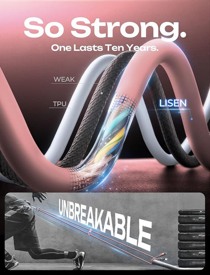 LISEN Pink iPhone Charger Cable, 240W Chubby USB C, 4 in 1 Charging Cable (6.6FT) with Light, USB A/C to C/L Multi Charging for iPhone 16 15 14 Pro Max/MacBook/iPad Pro/Samsung, Pink Accessories
