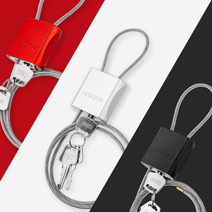 Cable Lock with 3 Keys | L 6.56ft(2m),D 1/6in(4mm) Adjustable Steel Cable Padlock | Aluminum Locks for Bikes, Gate, Lockers & Outdoor Gear | Weatherproof & Black