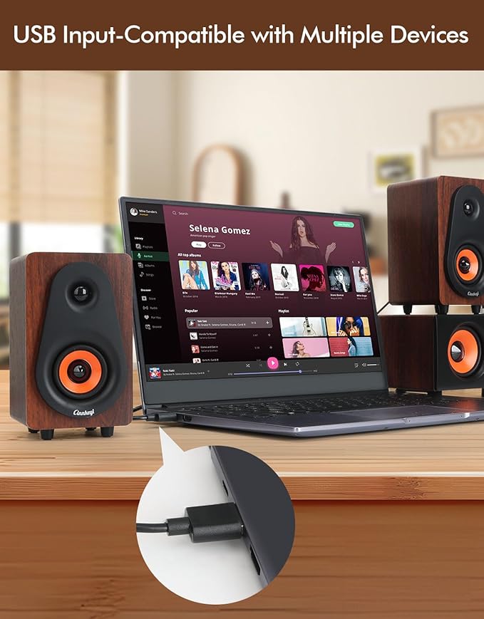 2.1 Computer Speakers with Subwoofer, Stereo Mid-High Dual Speakers, Bluetooth/USB Dual Mode PC Speakers, Volume Knob Control, Desktop Sound System for Laptop/PC/Tablet