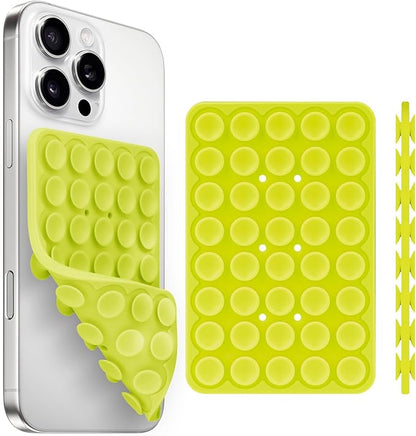 Silicone Suction Cup Phone Case Mount Double Sided, Phone Accessories Hands-Free Strong Grip Holder for Selfies and Videos, Silicon Phone Stand for iPhone and Android Green