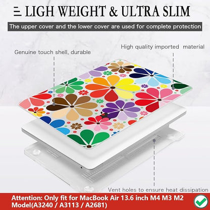 CISSOOK Compatible with MacBook Air 13.6 inch Case 2025 2024 2023 2022 Release A3240 A3113 A2681, Plastic Hard Shell Case Keyboard Cover Set for MacBook Air 13 inch M2 M3 M4, Colorful Floral