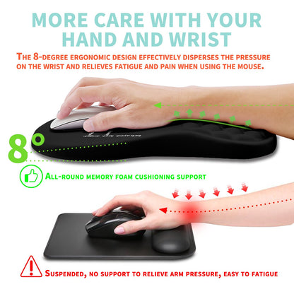 Kuosgm Ergonomic Mouse Pad Wrist Support with Memory Foam Massage Bulge, Carpal Tunnel Pain Relief Mousepad Wrist Rest for Mouse(12x8 inch, I Am Fine)