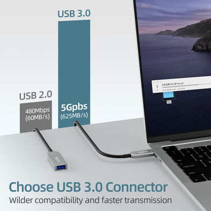 Elecan Active Optical USB 3.0 Extension Cable 50 FT Fiber Optic Type A Male to Female USB Extension Cord USB Extender 5Gbps Data Transfer for Webcam,Gamera, USB Hub, Keyboard, Hard Drive, Printer