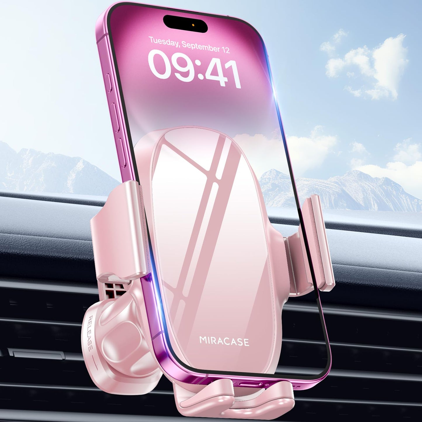 miracase Upgraded-2nd Generation Universal Phone Holders for Your Car, Hands Free Air Vent Car Phone Holder Mount Compatible with iPhone 16/15/14/13/12/11 Series and All Phones