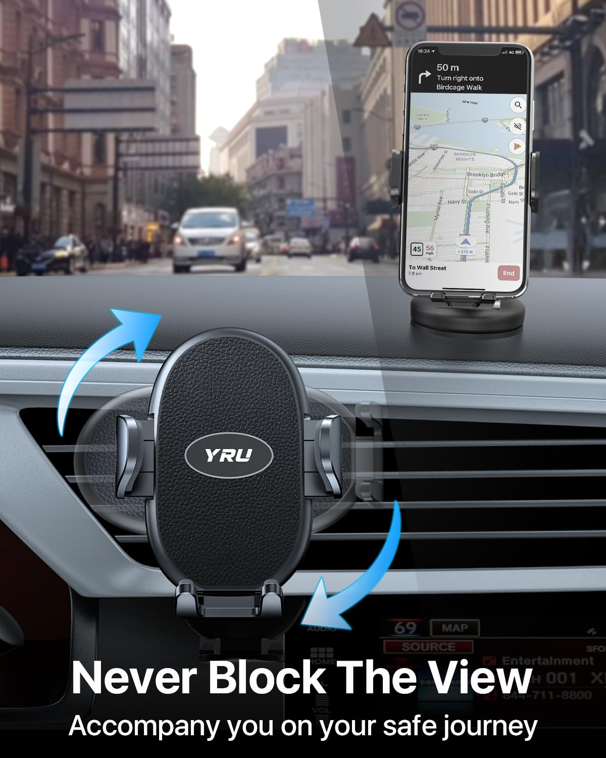 YRU [2026 Upgraded Military-Grade Metal Hook Phone Holders for Your Car